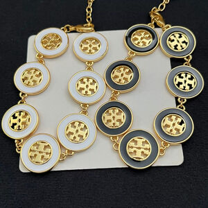 Tory Burch Enamel Round Hollow Logo Bracelet